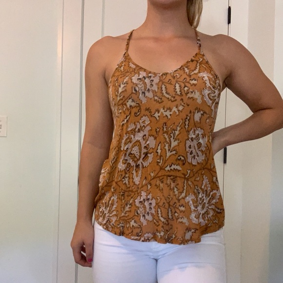 Orange rust patterned spaghetti strap tank top - Picture 2 of 3